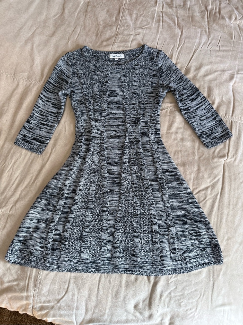 Cloud Chaser Gray Marled Knit Fit-and-Flare Dress